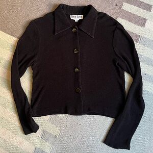 Fine Line Vintage Black Button-Up Long Sleeve Shirt Women’s Small